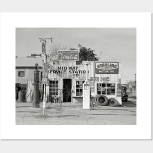 Midway Service Station, 1939. Vintage Photo Posters and Art